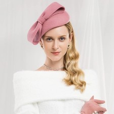 Wedding Wool Felt Fascinator Hats For Women Ladies Tea Party Church Hat With Bow