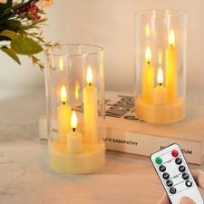 2x Flameless Flickering LED Pillar Candles Battery Operated Timer Remote Control