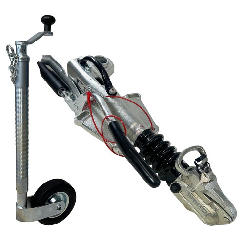 Braked hitch coupling - &, jockey