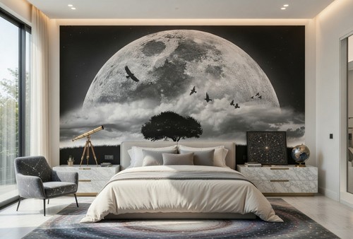 Giant rising moon scenery - giant,