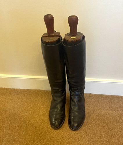 Vintage black leather long - leather,