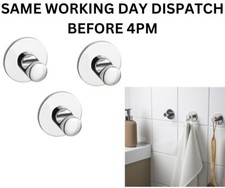 Ikea SKOGHALL Self Adhesive Strong Hooks, Chrome Plated, 3pack, Bathroom Kitchen