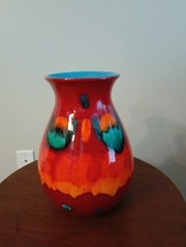 Poole Volcano - Stunning VIBRANT Coloured Hand Painted Vintage Poole Vase 10"