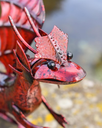 Red metal baby dragon - red,