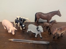 Plastic Farm Animals Figures Small Bundle Cows Horses Sheep Pig Goat
