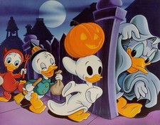 Donald Duck Trick-or-Treat Halloween Cartoon #2 - 8x10 Cotton Craft Fabric Block