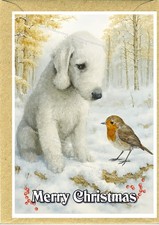 Bedlington Terrier Dog Christmas Card A6 (4"x 6")  (Blank inside) by Starprint