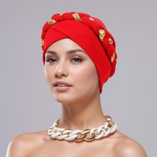 Indian Women Sequins Braid Turban Cap Hijab Head Wrap Chemo Cap Muslim Bandanas