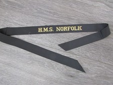 H.M.S Norfolk Royal Navy Naval Cap Band Tally