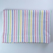 Single Flat Bed Sheet CANDY STRIPED Cotton Approx 238cm x 172cm Fab Condition #1