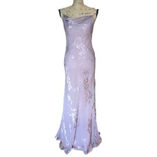 gothic 90s Y2K Maria Grachvogel Long Lavender Beaded Bias Cut Dress UK 8/10 US 6