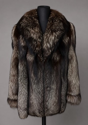 Genuine silver fox fur coat - genuine,