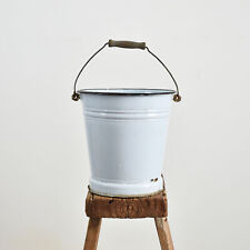 Antique Vintage Pale Blue Vintage Enamel Bucket - E