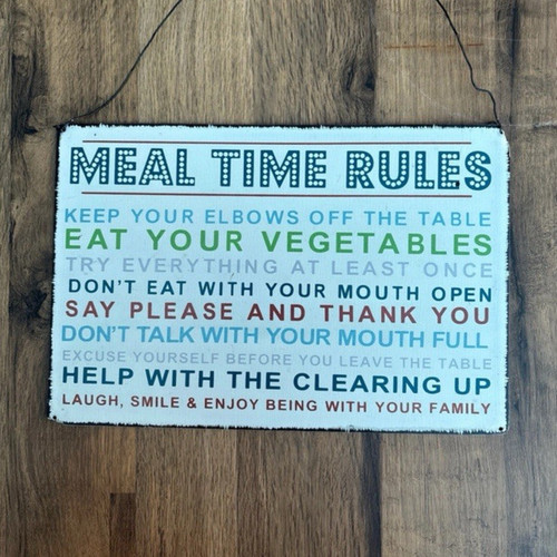 Meal time rules metal - metal, hanging