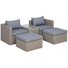 Outsunny 5 Pcs Rattan Garden