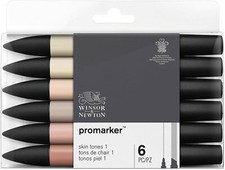 6 Winsor Newton Promarker Marker Pens Skin Tones Set 1 Art Twin Tip Colours 