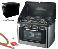 Gas Cooker 2 Burner Camping Stove with Oven with Lid Oven Gas Grill Gas Cooker