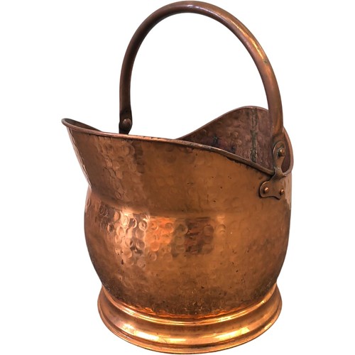 Antique copper coal scuttle - coal,