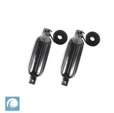 2 X Ribbed Boat Fender Poly Size G3, 23" / 60cm, Black + Free Rope + INFLATED
