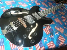 SUPERB G4M  SEMI ACOUSTIC SAN FRANCISCO 4 STRING BASS , BLACK, FULLY SET UP !