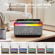 Bluetooth Speaker Alarm Clock Wireless Charger Dock Station For iPhone Samsung