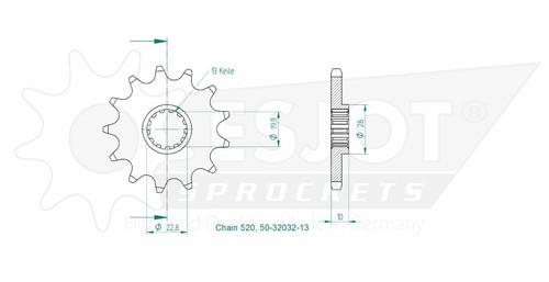 Front sprockets esjot 32032 - front,