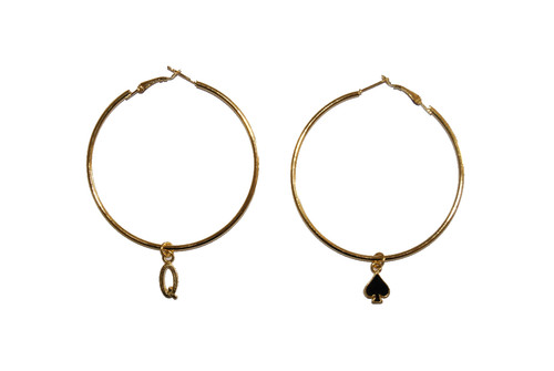 Queen spades gold hoop - gold,