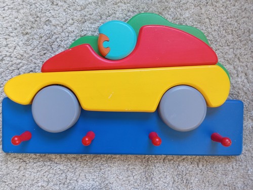 Childrens wooden car coat - coat, pegs