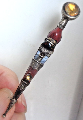 Scottish silver agate brooch - silver,