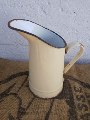 Vintage french cream enamel - french,