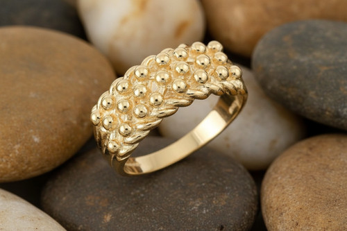 Yellow gold keeper ring gents - ring,