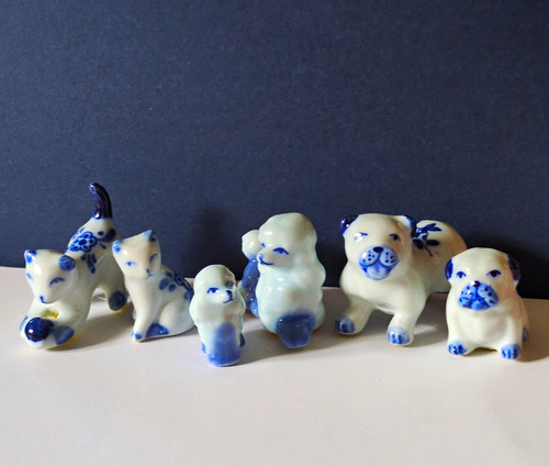 Blue white porcelain - porcelain, cat