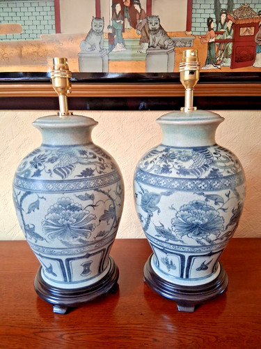 Pair celadon pottery - pair, table