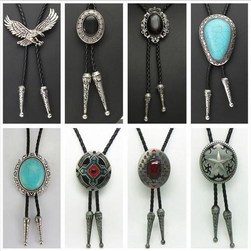 Western cowboy bolo tie black - bolo,