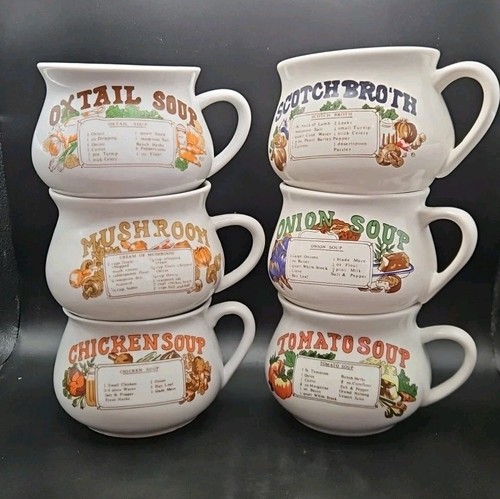 Vintage recipe soup bowls - 6,