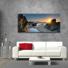 Glass Picture Toughened Wall Art Unique Modern Sea Sunset Beach Stones Any Size