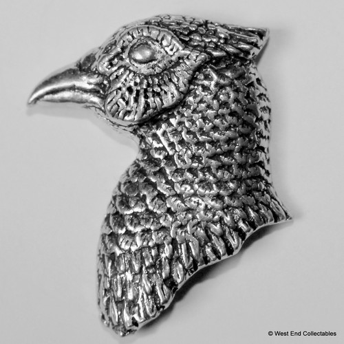 Pheasant head pewter pin - pewter,