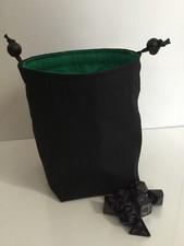 Dice Bag - Black/Green - Square - Freestanding - Reversible RPG D&D TCG
