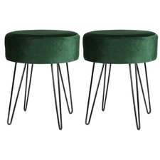 Round Velvet Footstool Ottoman