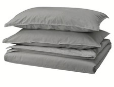 IKEA ÄNGSLILJA Duvet cover and pillowcase, grey, 150x200/50x80 cm - NEW
