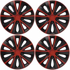 4 x Back & Red Wheel Trims Hub Caps 15" fits Citroen C1 C2 C3 C4 Saxo