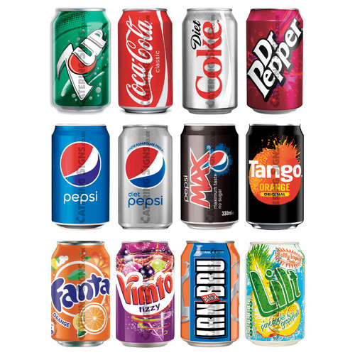 Set drink can stickers - of,