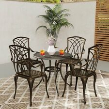 Vintage Garden Dining Set Outdoor Patio Breakfast Furniture Round Table 4 Chairs