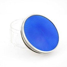 Antique Sterling Silver Guilloche Enamel Cut Glass Dressing Table Jar / Box