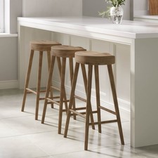 Set of 3 Solid Weathered Oak Kitchen Counter Stools - 70cm - Ra BUN/RYN001/87280