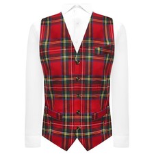 Traditional Red & Yellow Tartan Check Waistcoat, Tailored Fit