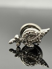 Petite 14K White Gold Diamond Masonic Shriners Pin Sword Scimitar Crescent +Back