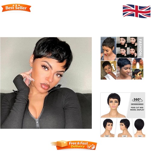 Short black pixie wig - short, for