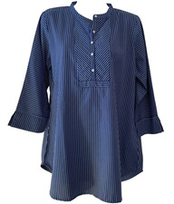 Ladies Kurta Kurti Size M Navy/White stripe 3/4 sleeve Loose style Top