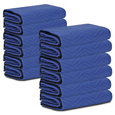 12 Pack Moving Blankets 80" x 72" Pro Economy Blue Shipping Furniture Pads